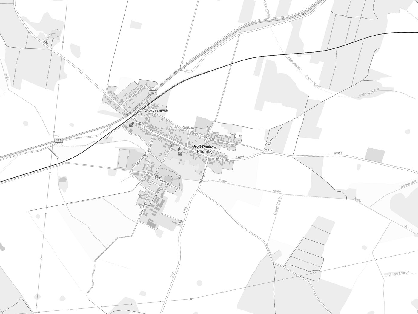 Kartenausschnitt Groß Pankow (Prignitz) mit Gewässern