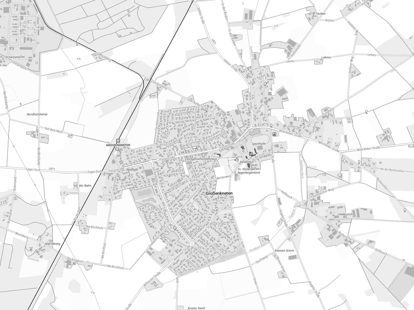 Kartenausschnitt Großenkneten mit Gewässern