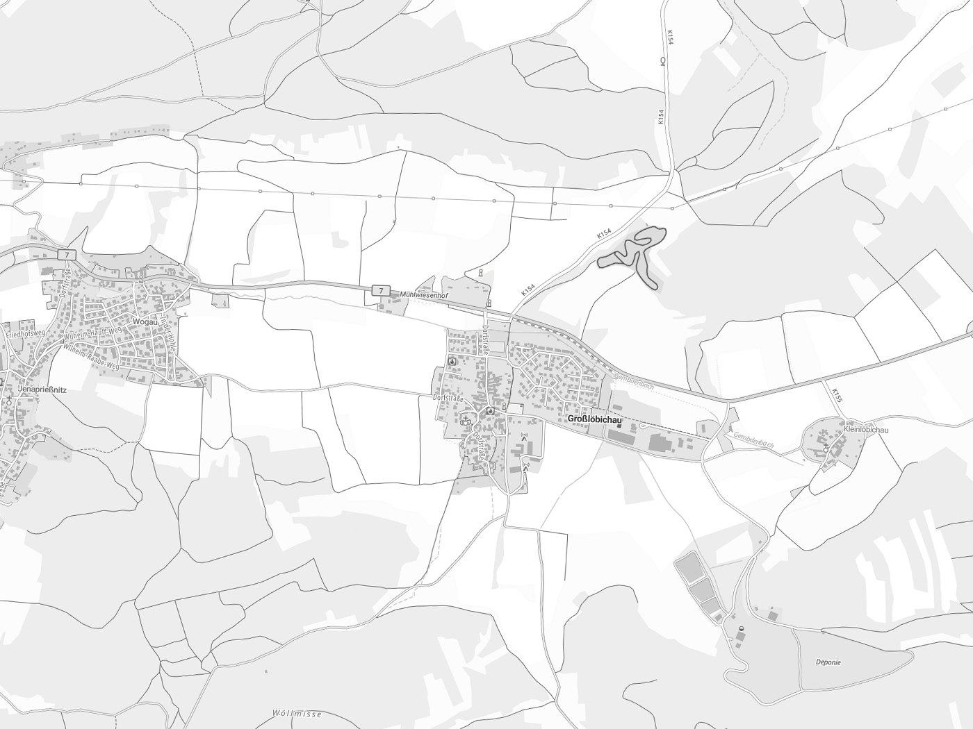 Kartenausschnitt Großlöbichau mit Gewässern