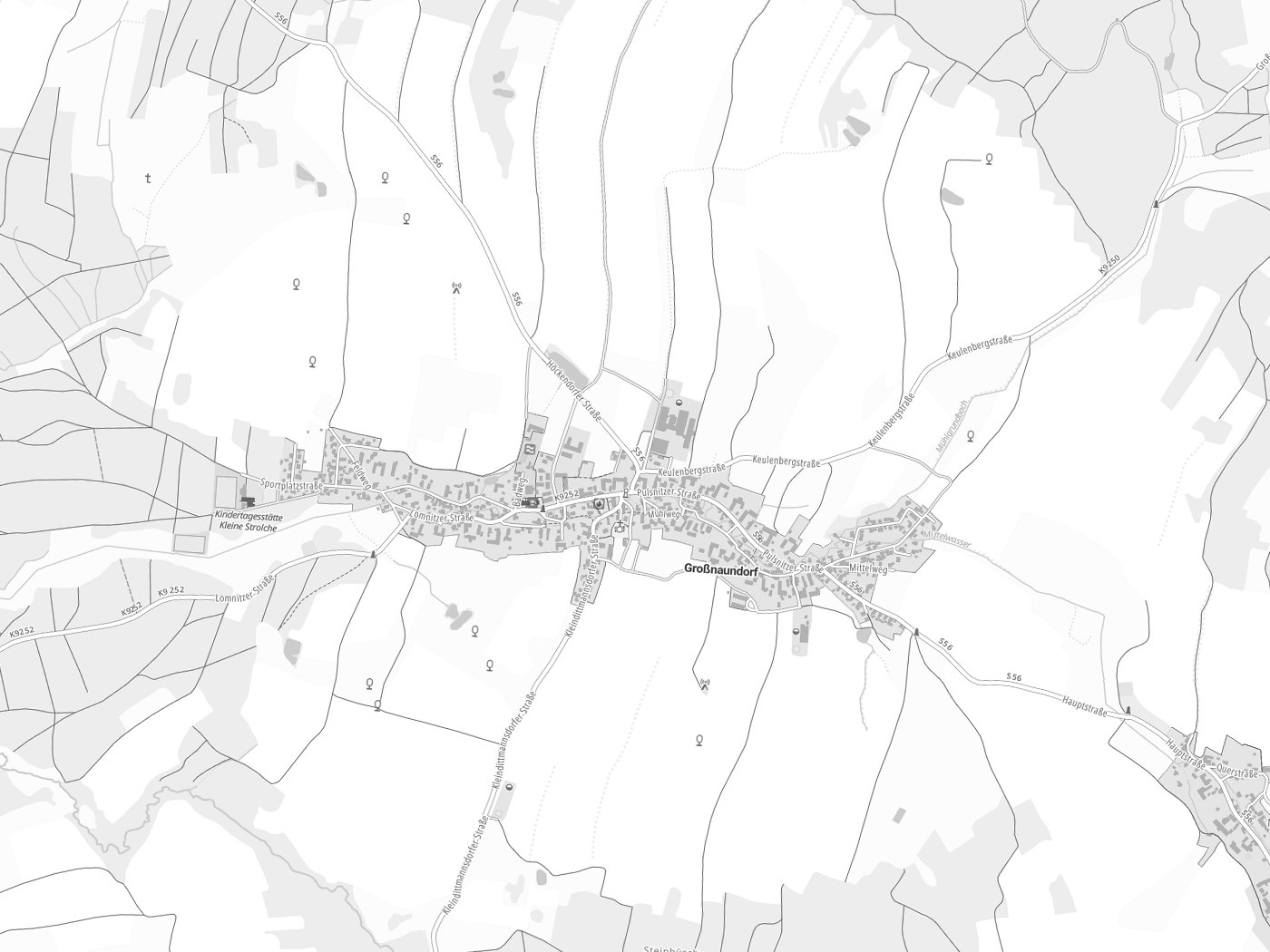 Kartenausschnitt Großnaundorf mit Gewässern