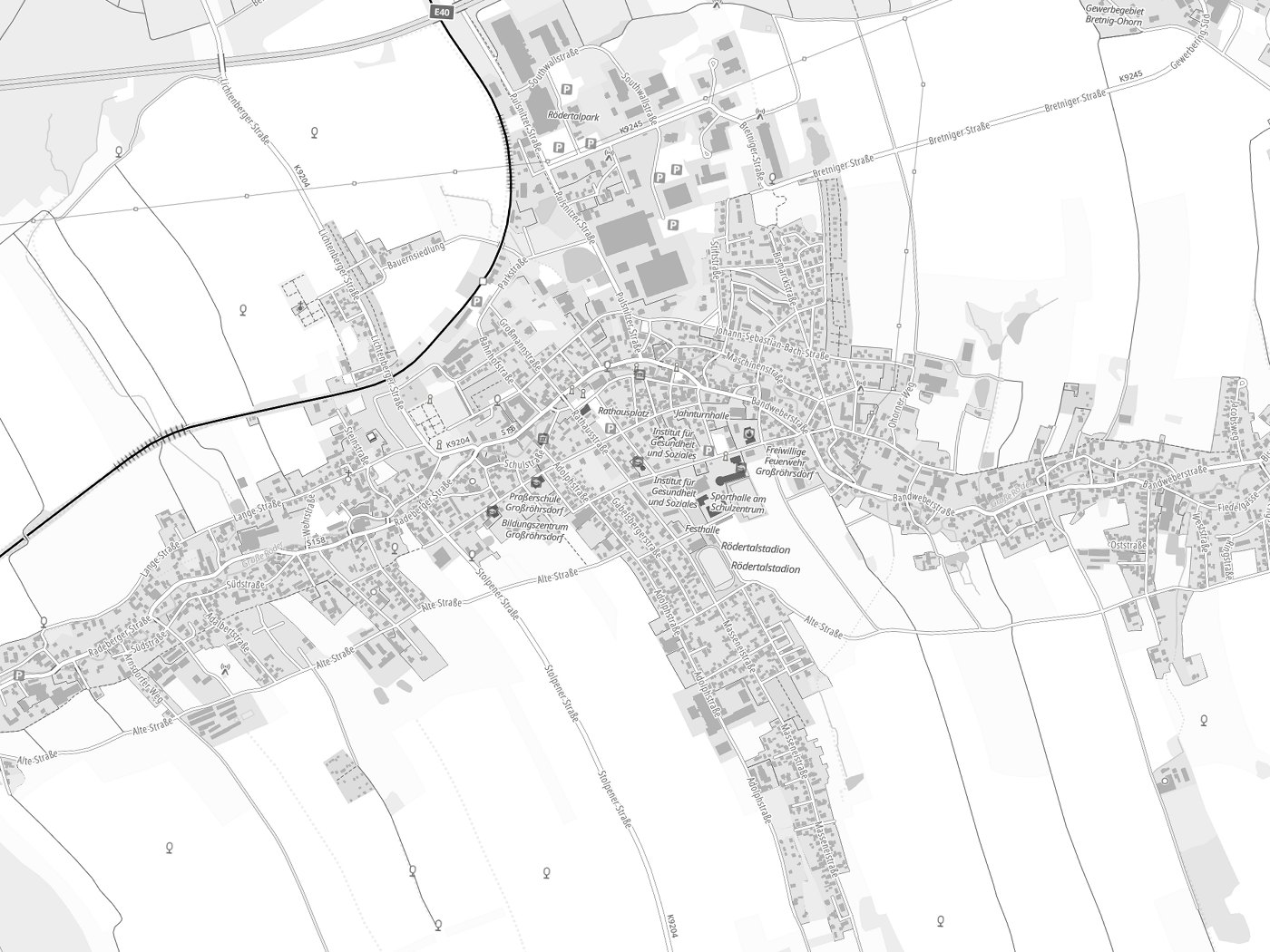 Kartenausschnitt Großröhrsdorf mit Gewässern