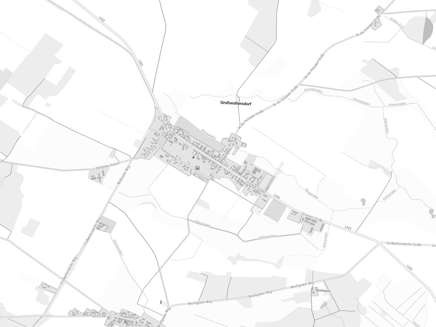 Kartenausschnitt Großwoltersdorf mit Gewässern