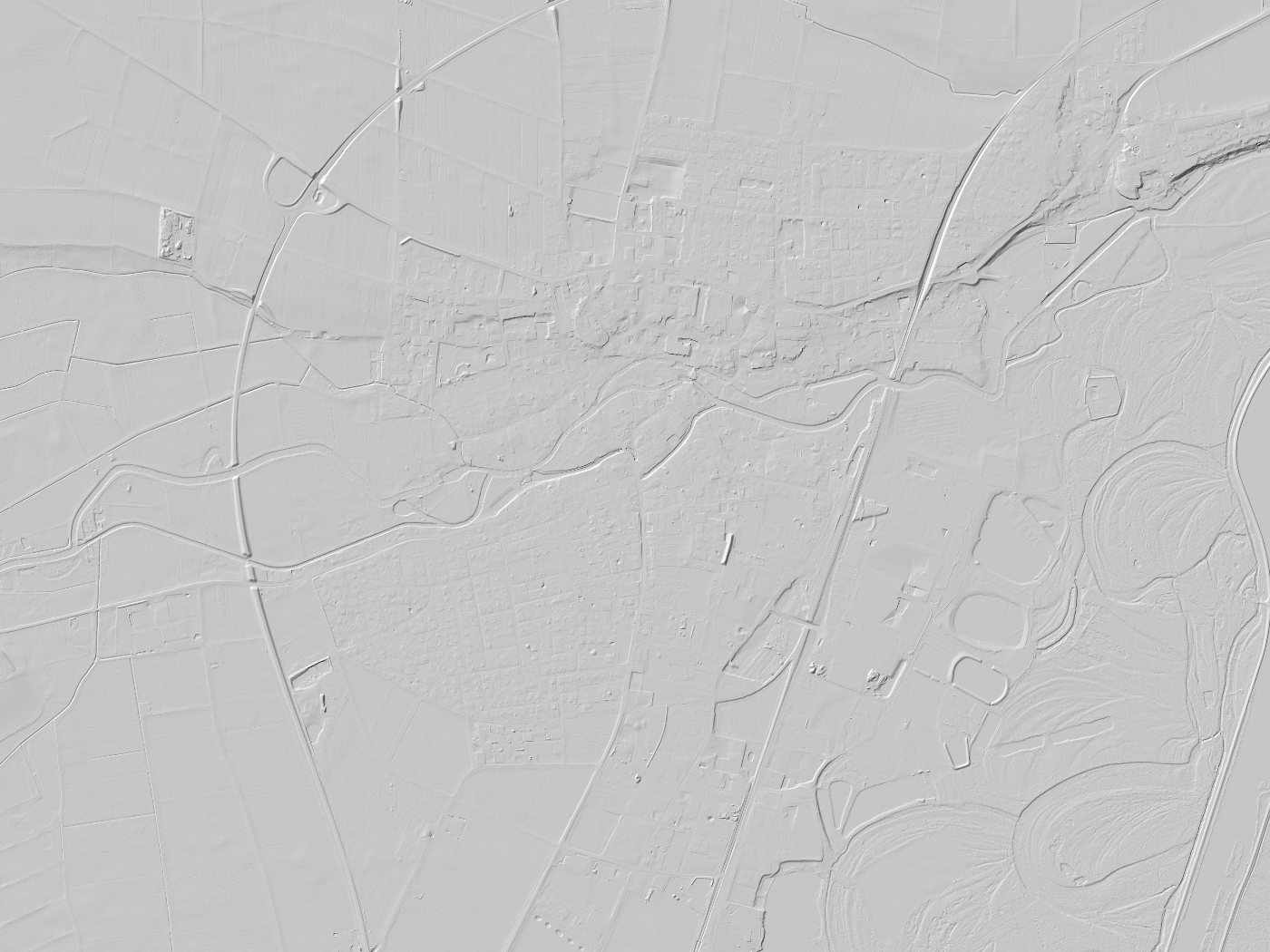 Geländeschummerung von Gundelfingen a.d.Donau