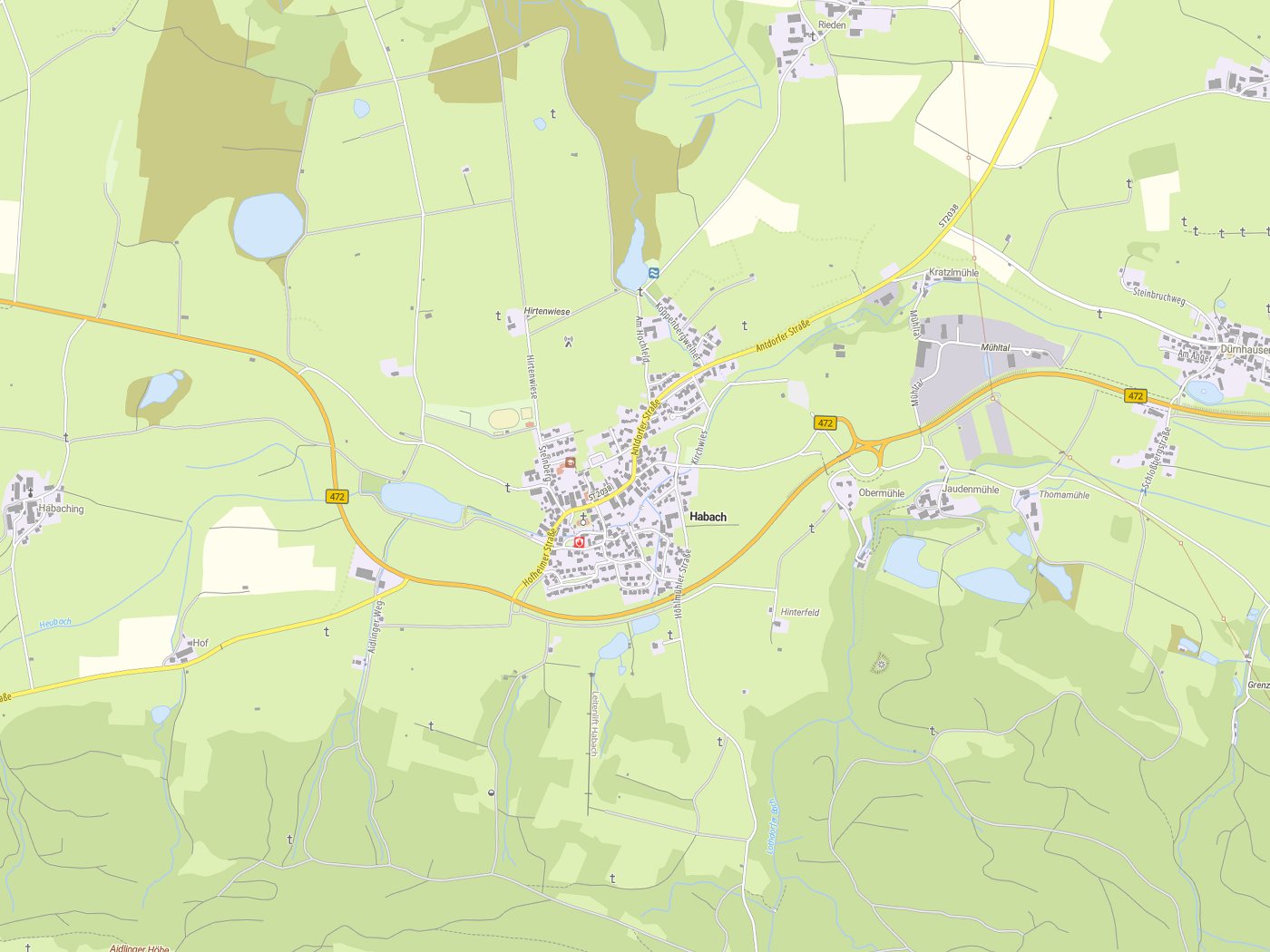 Kartenausschnitt Habach mit Gewässern