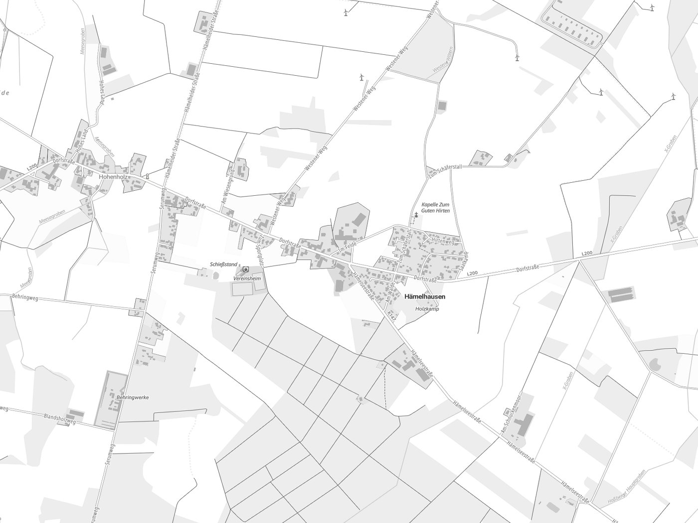 Kartenausschnitt Hämelhausen mit Gewässern