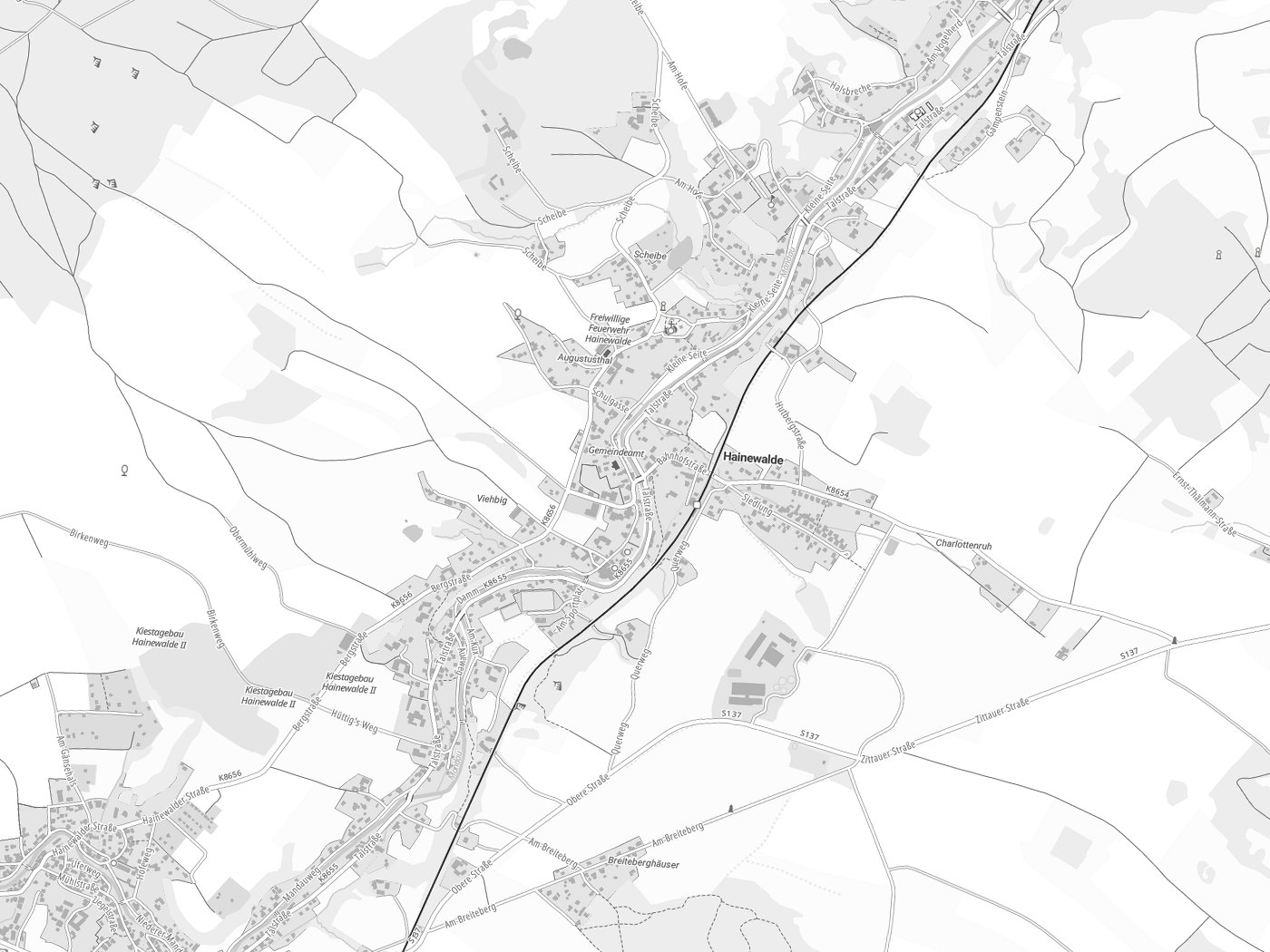 Kartenausschnitt Hainewalde mit Gewässern