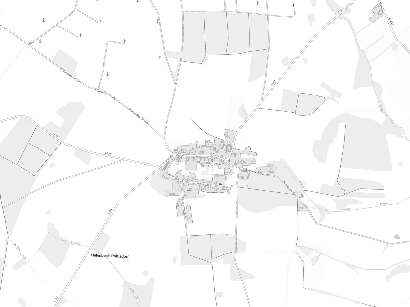 Kartenausschnitt Halenbeck-Rohlsdorf mit Gewässern
