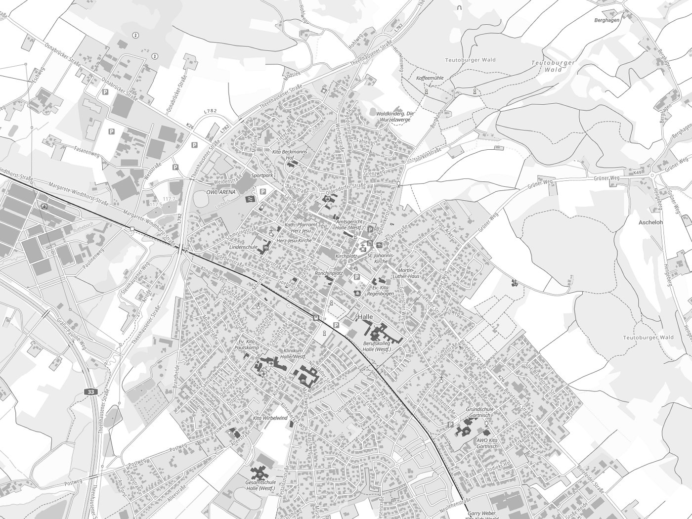 Kartenausschnitt Halle mit Gewässern