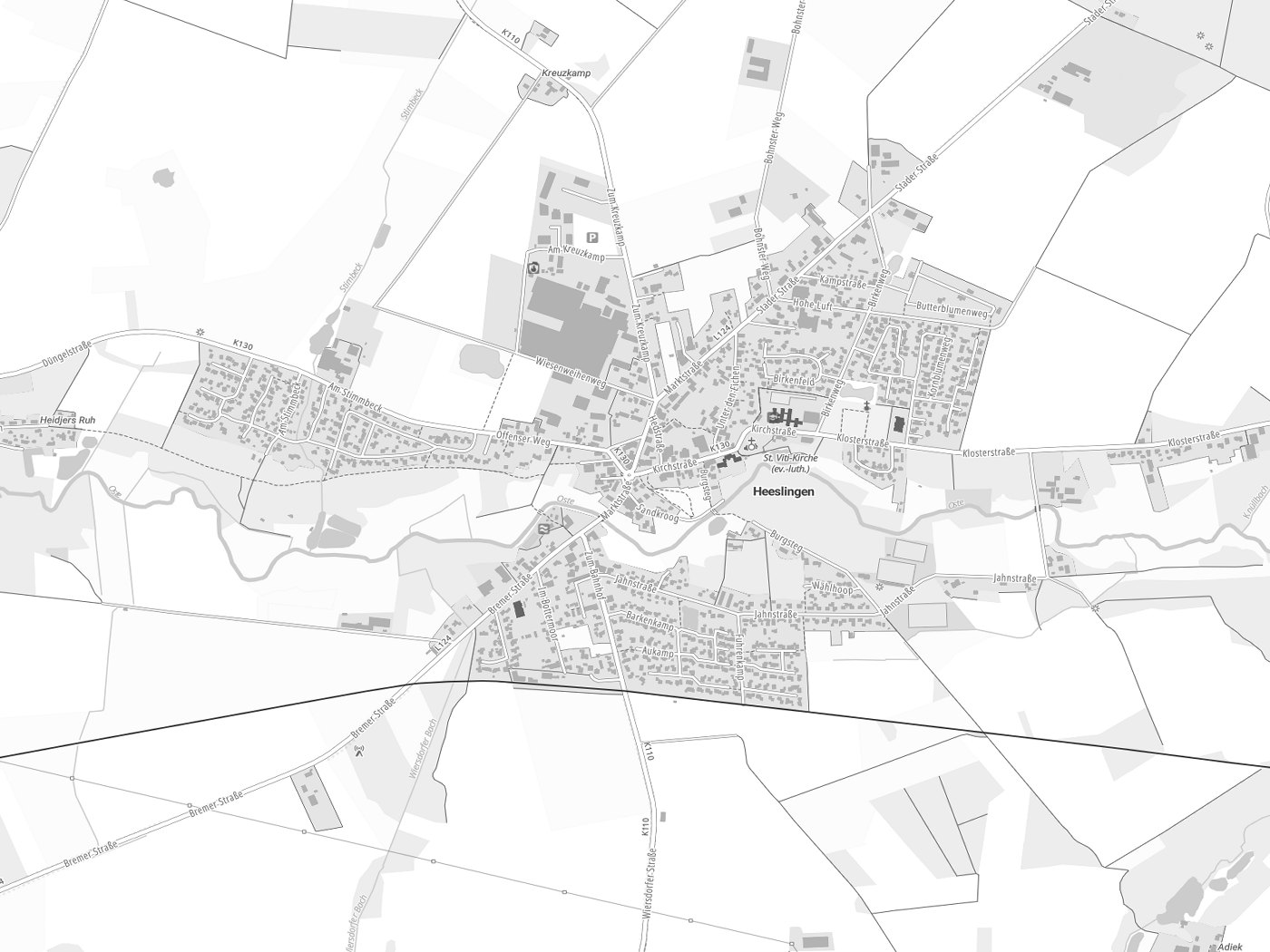 Kartenausschnitt Heeslingen mit Gewässern