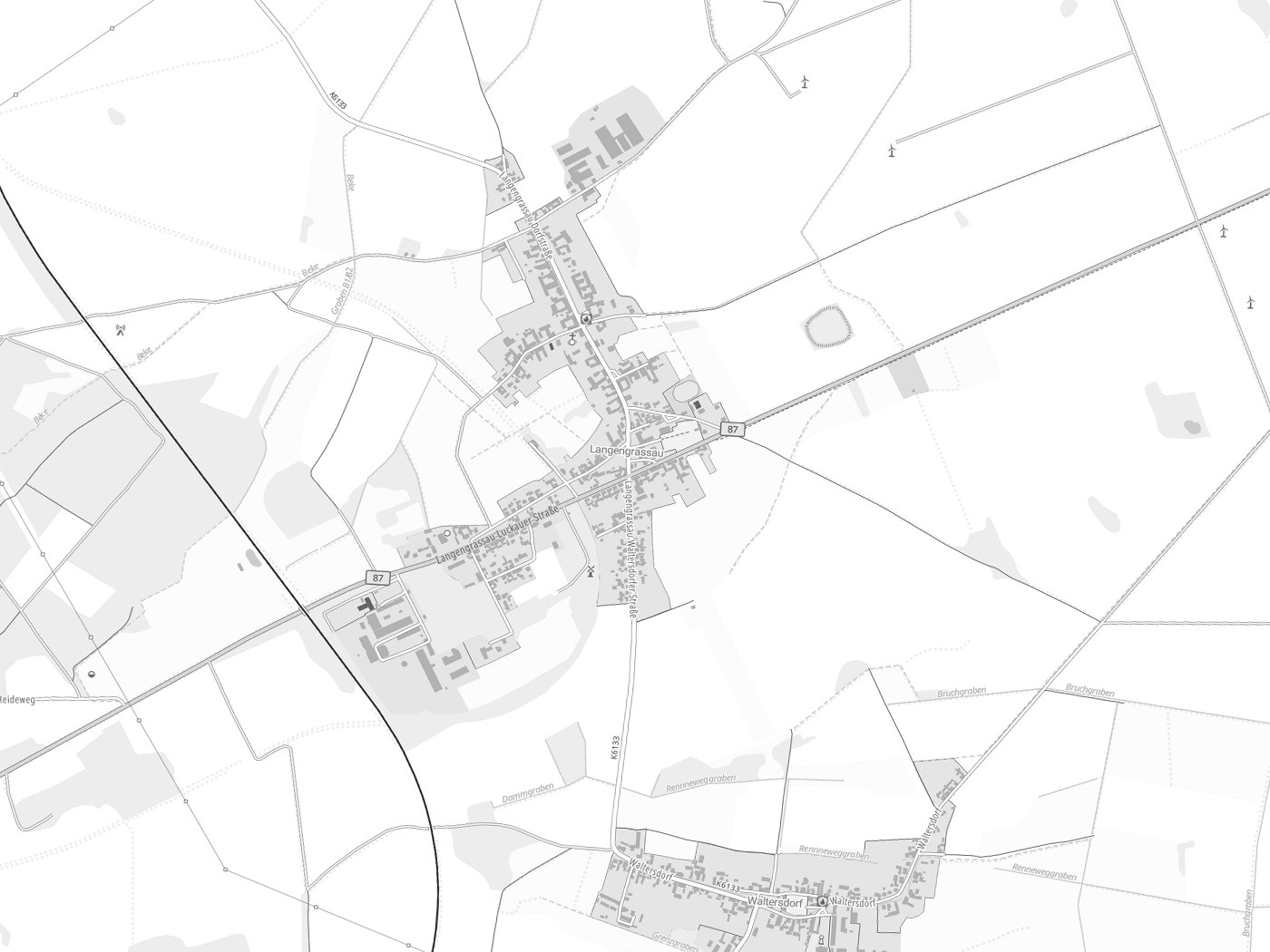 Kartenausschnitt Heideblick mit Gewässern