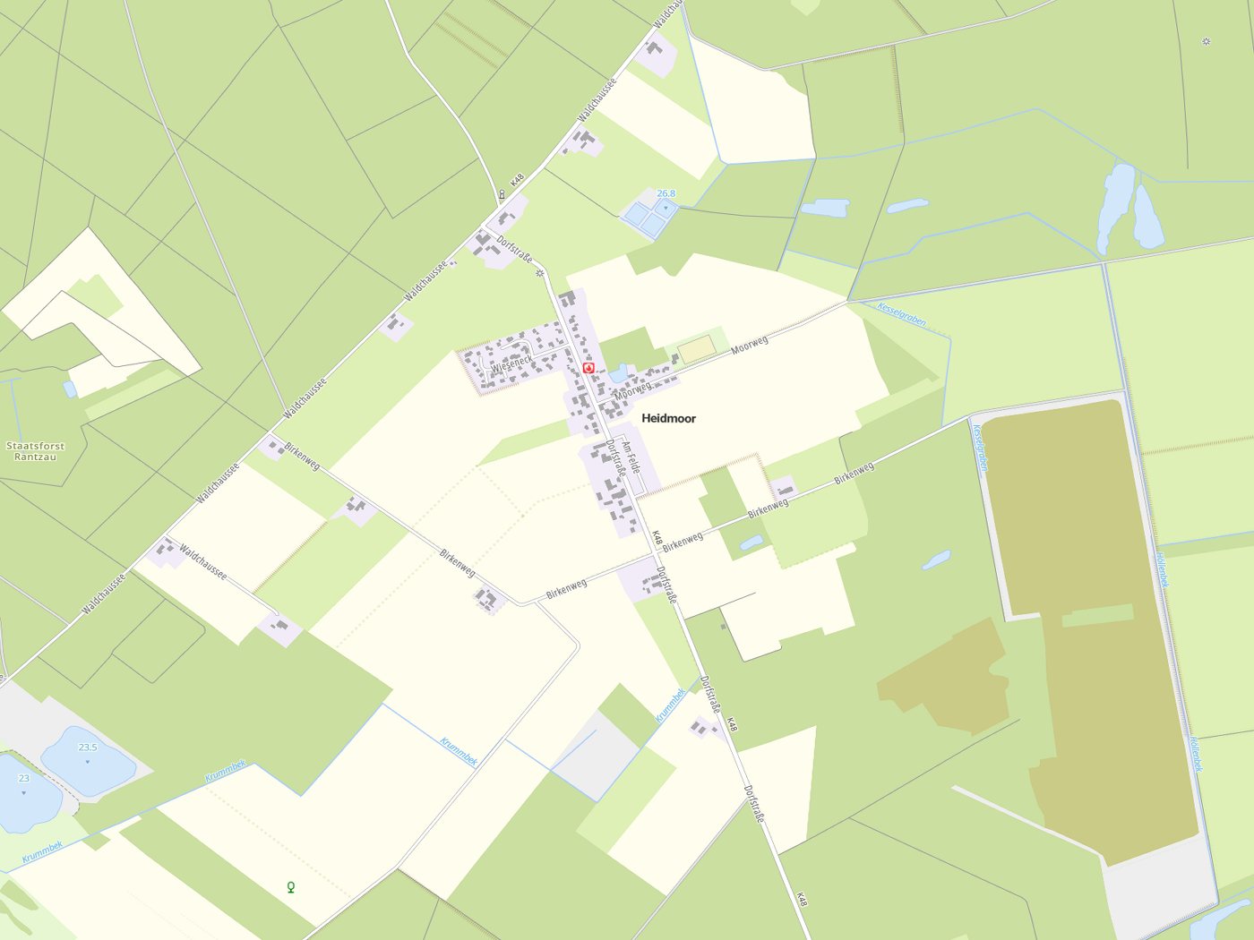 Kartenausschnitt Heidmoor mit Gewässern