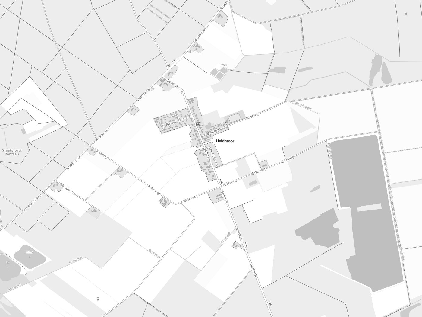 Kartenausschnitt Heidmoor mit Gewässern