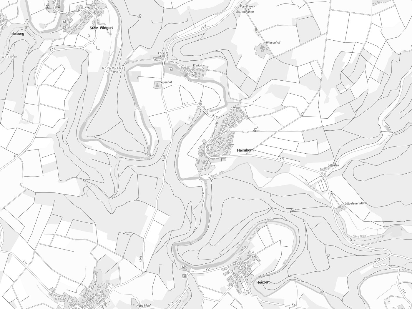Kartenausschnitt Heimborn mit Gewässern