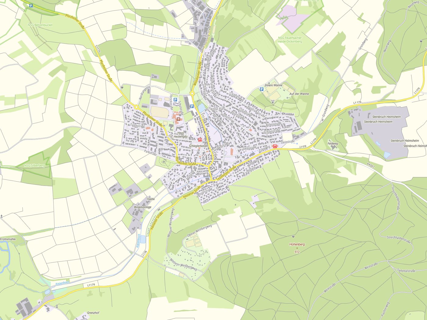 Kartenausschnitt Heimsheim mit Gewässern
