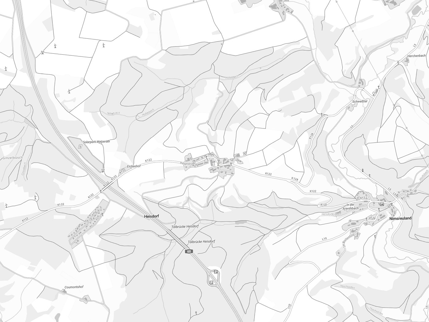 Kartenausschnitt Heisdorf mit Gewässern