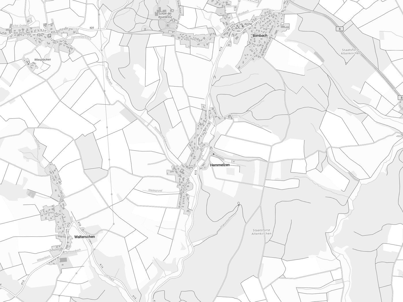 Kartenausschnitt Hemmelzen mit Gewässern