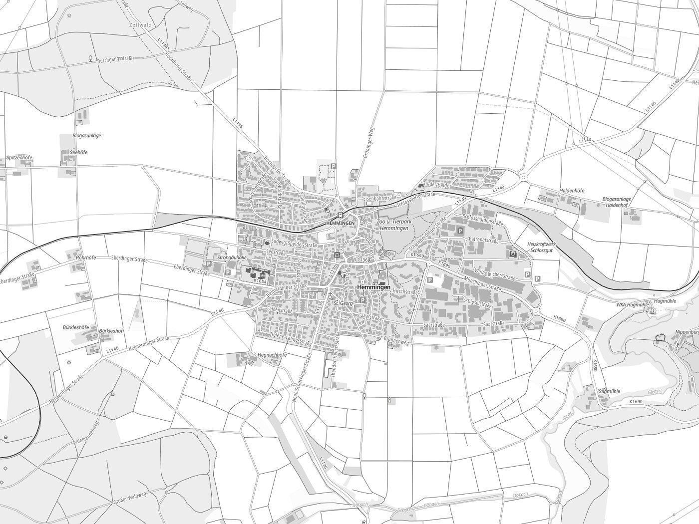 Kartenausschnitt Hemmingen mit Gewässern