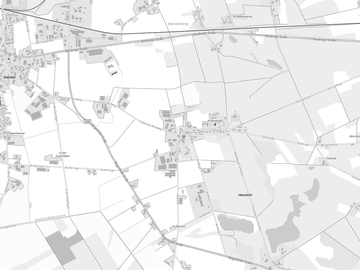 Kartenausschnitt Hemsloh mit Gewässern