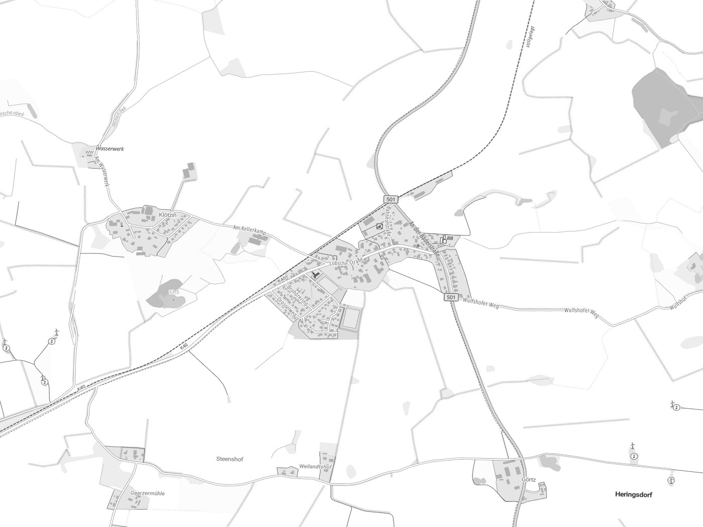 Kartenausschnitt Heringsdorf mit Gewässern