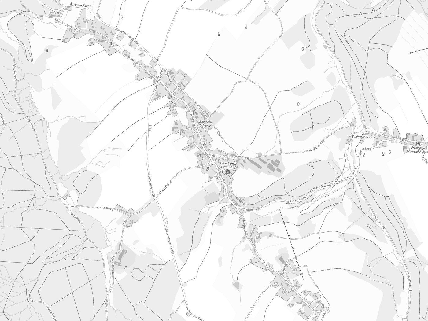 Kartenausschnitt Hermsdorf/Erzgeb. mit Gewässern