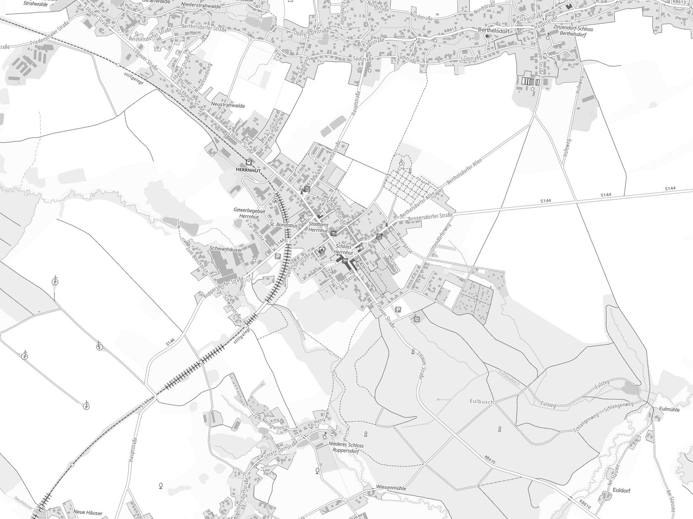 Kartenausschnitt Herrnhut mit Gewässern