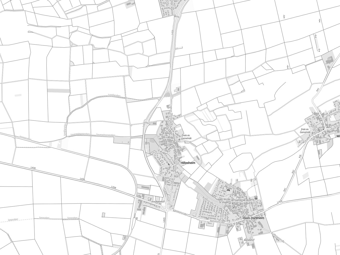 Kartenausschnitt Hillesheim mit Gewässern