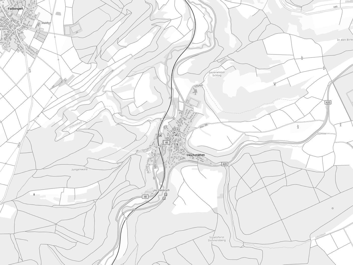 Kartenausschnitt Hochstätten mit Gewässern