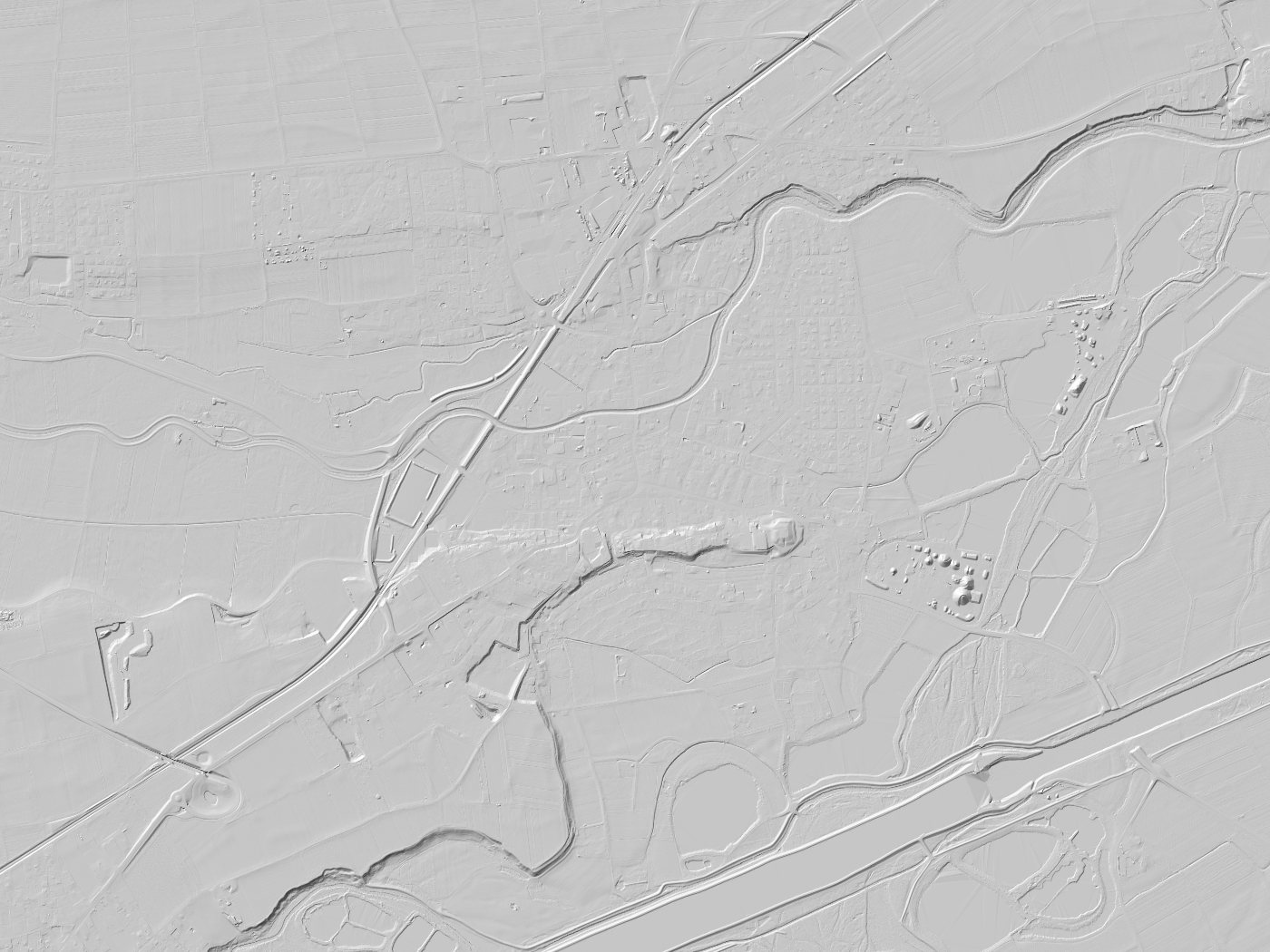 Geländeschummerung von Höchstädt a.d.Donau