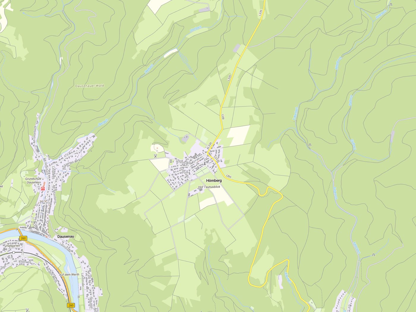 Kartenausschnitt Hömberg mit Gewässern