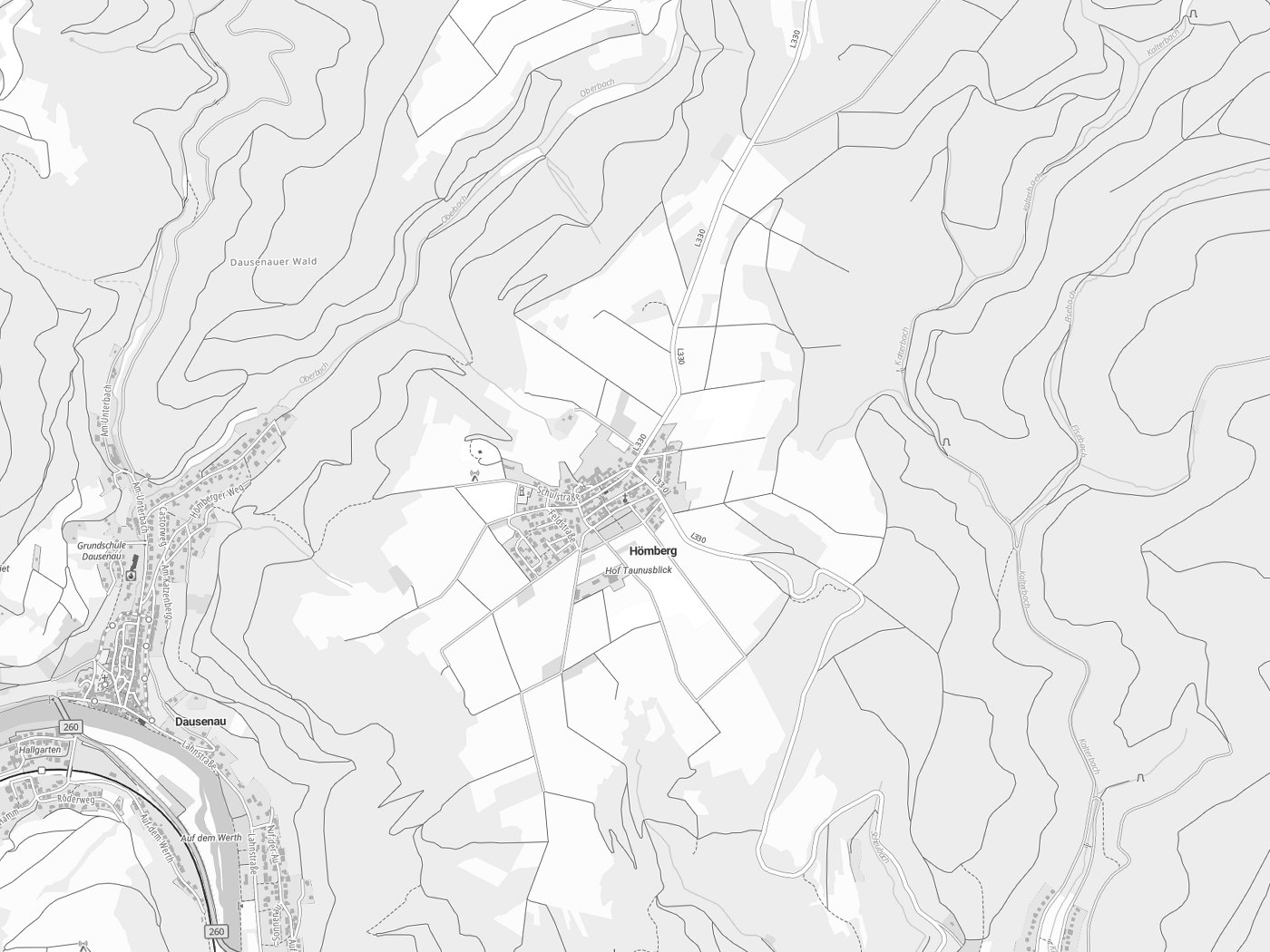 Kartenausschnitt Hömberg mit Gewässern