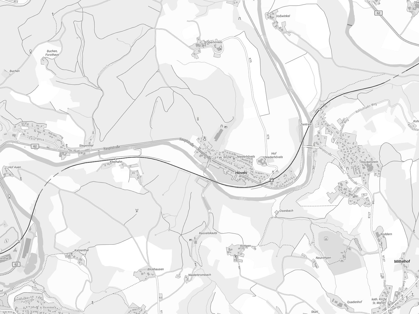 Kartenausschnitt Hövels mit Gewässern