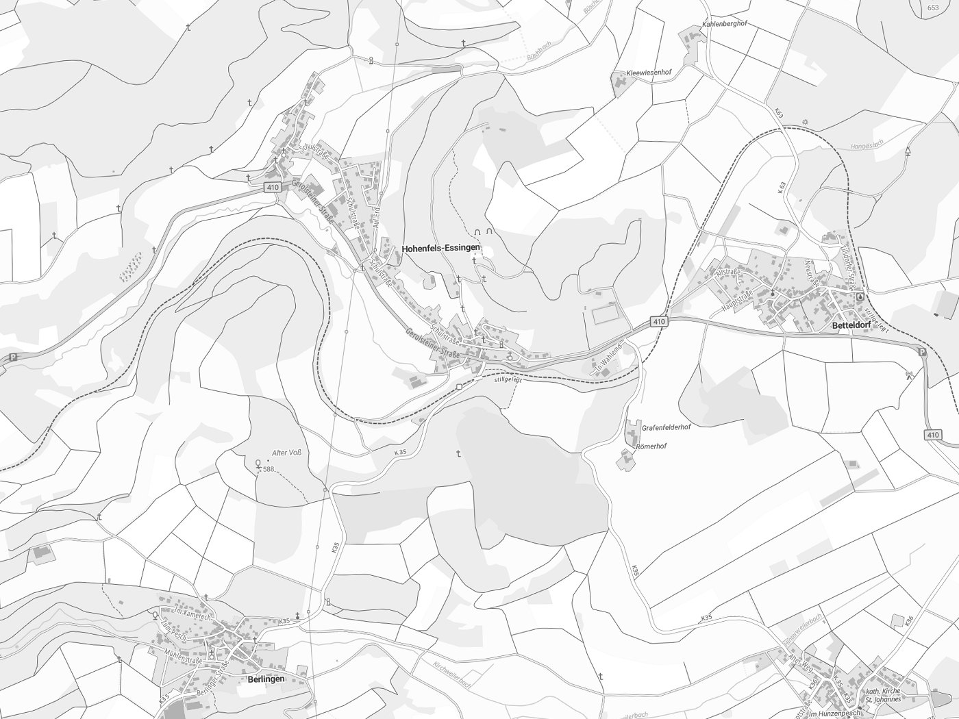 Kartenausschnitt Hohenfels-Essingen mit Gewässern