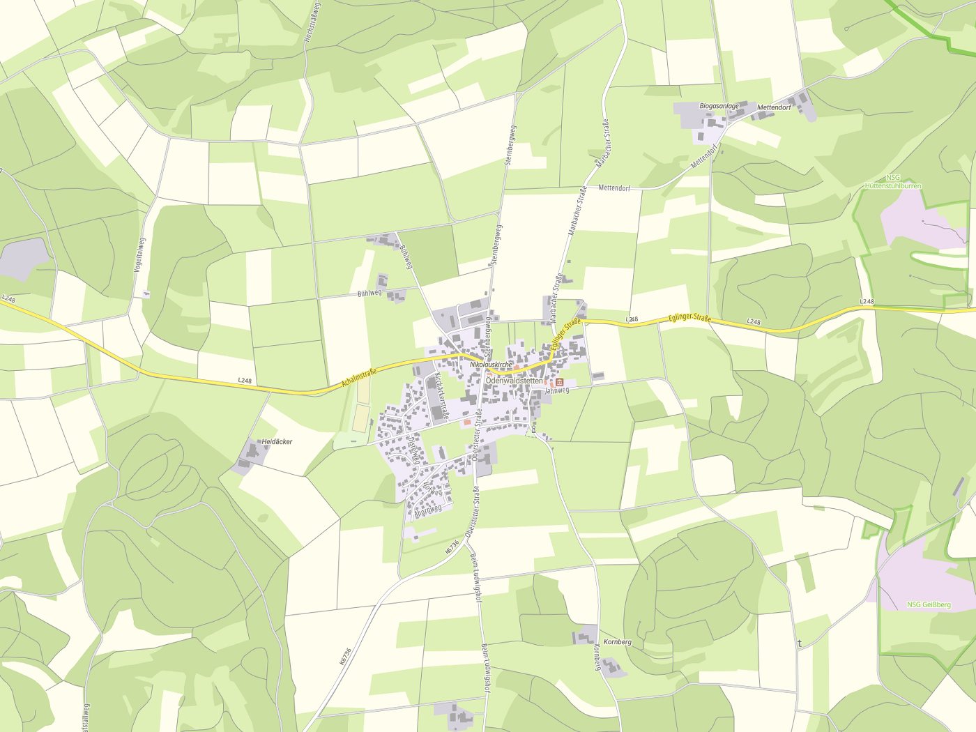 Kartenausschnitt Hohenstein mit Gewässern