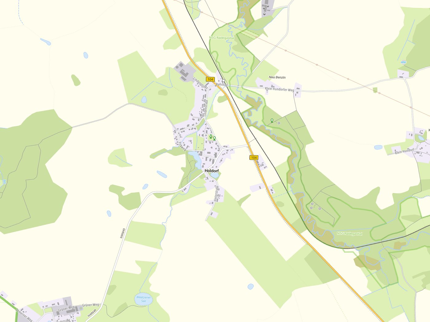 Kartenausschnitt Holdorf mit Gewässern
