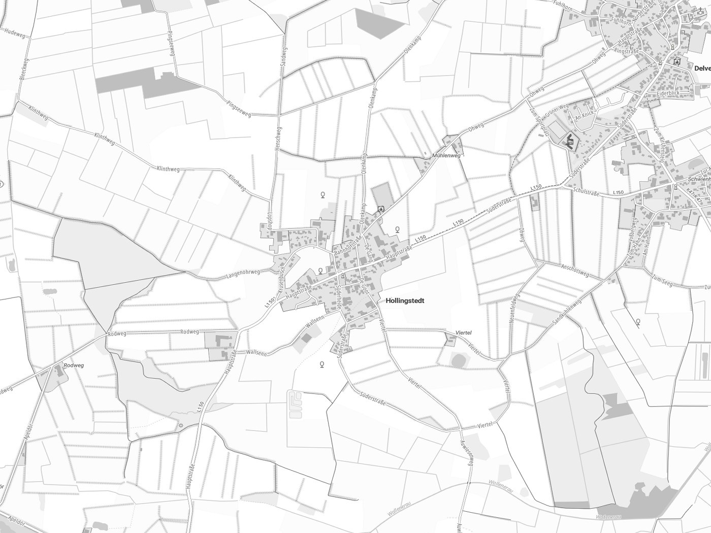 Kartenausschnitt Hollingstedt mit Gewässern