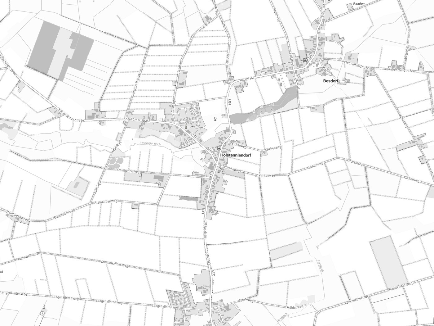 Kartenausschnitt Holstenniendorf mit Gewässern