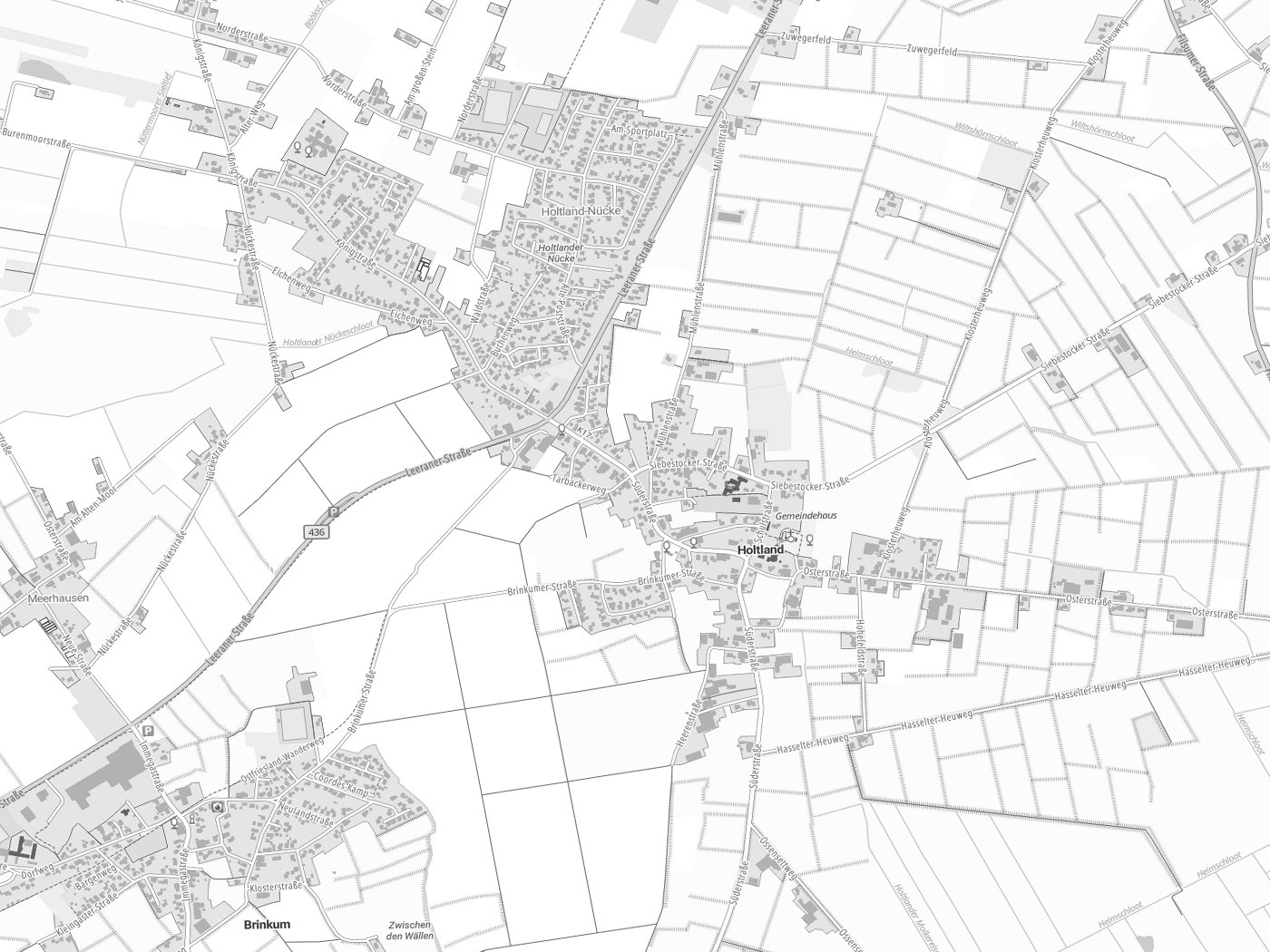 Kartenausschnitt Holtland mit Gewässern