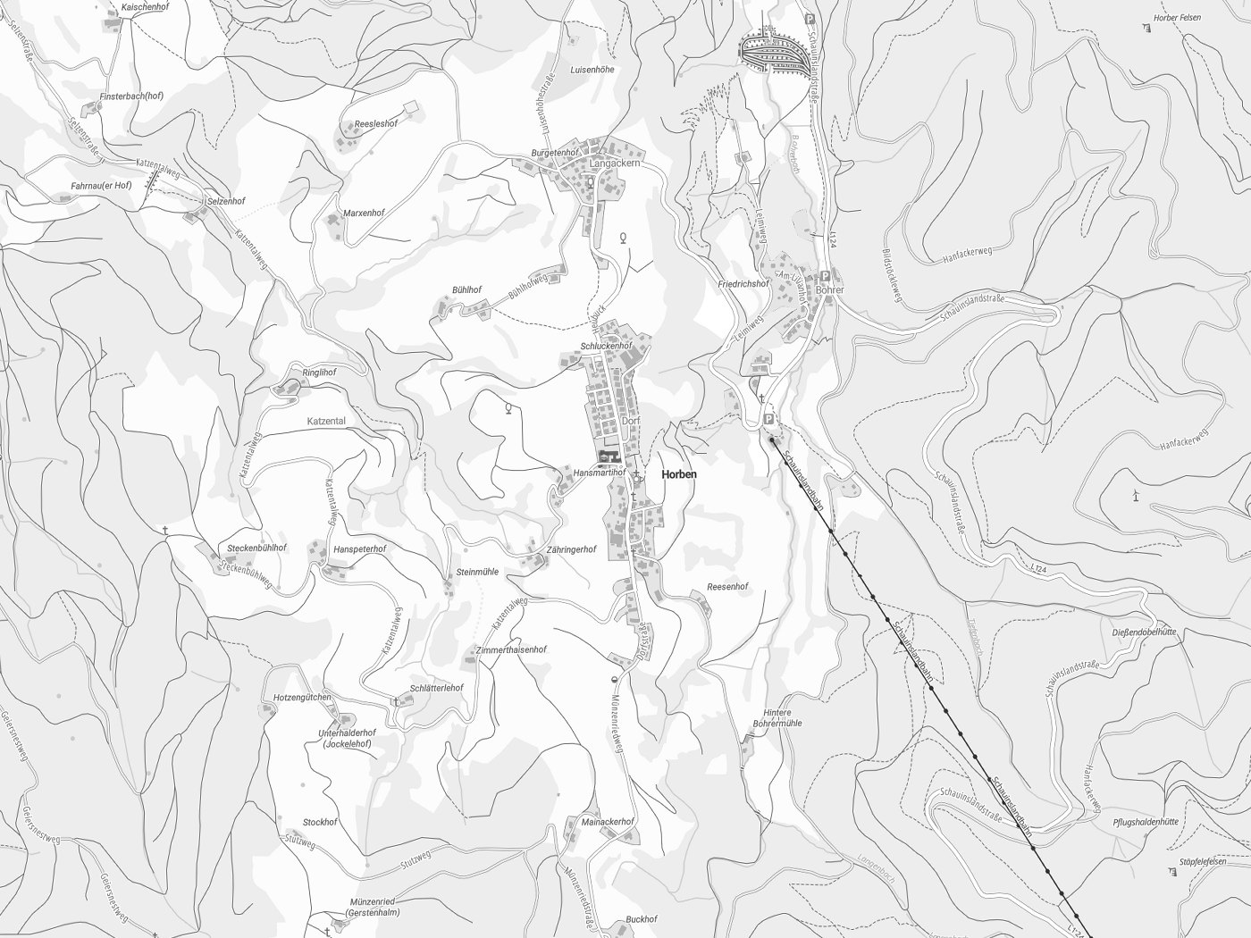 Kartenausschnitt Horben mit Gewässern