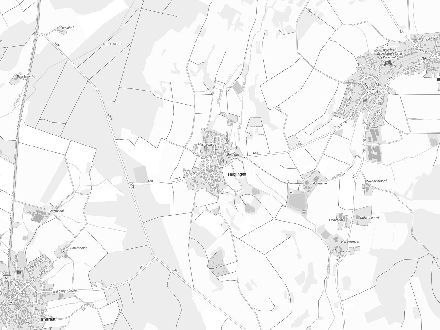 Kartenausschnitt Hüblingen mit Gewässern