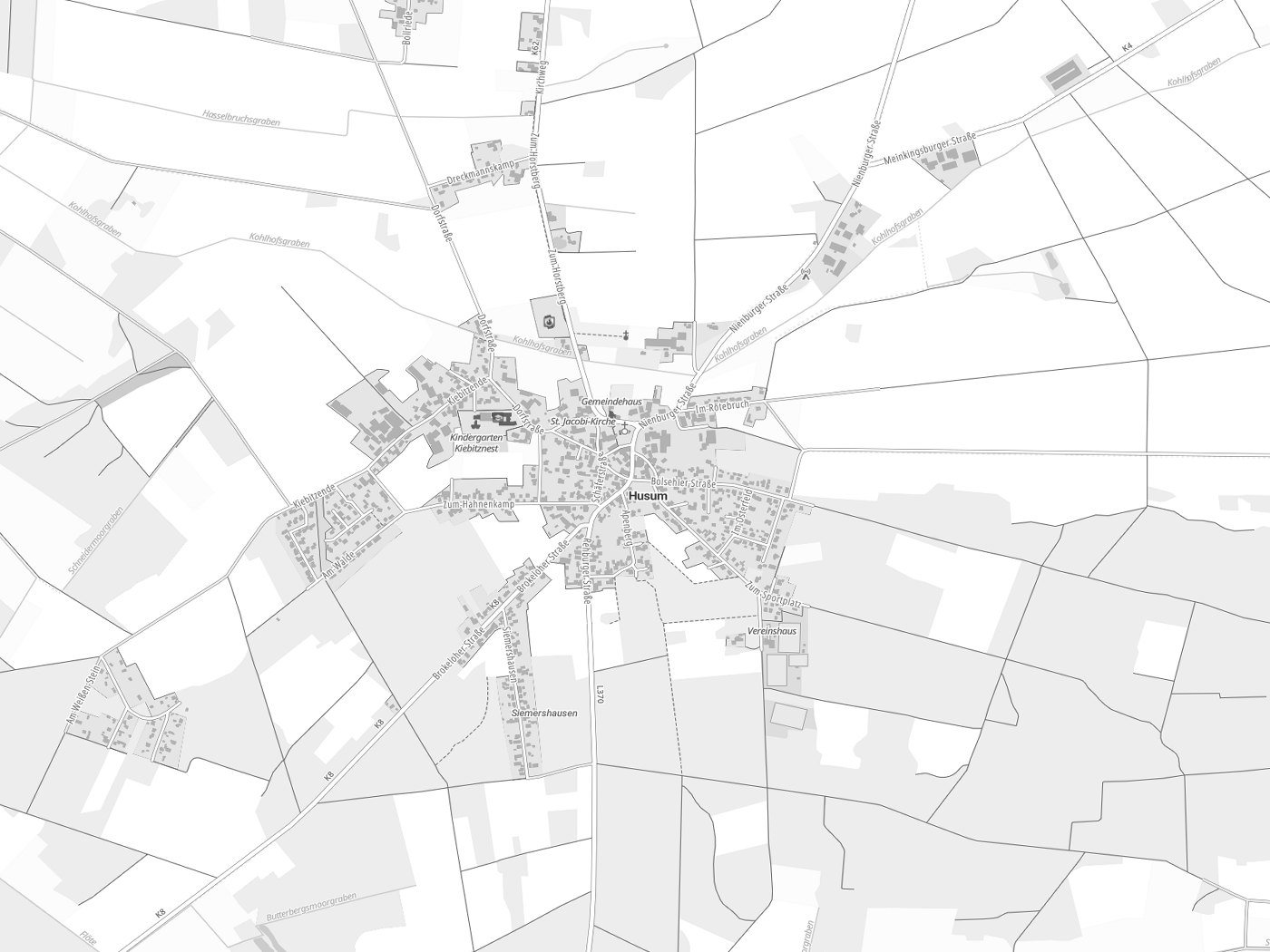 Kartenausschnitt Husum mit Gewässern