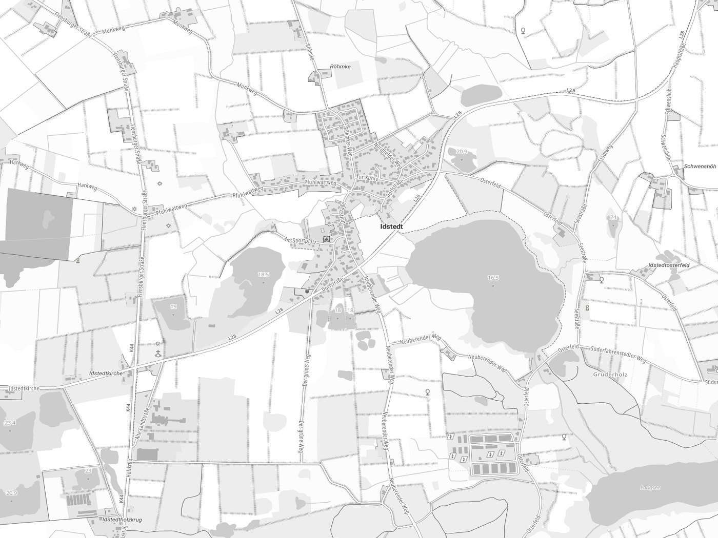 Kartenausschnitt Idstedt mit Gewässern