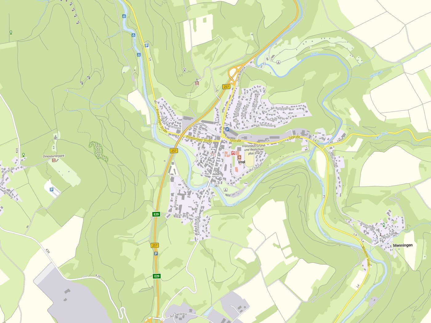 Kartenausschnitt Irrel mit Gewässern