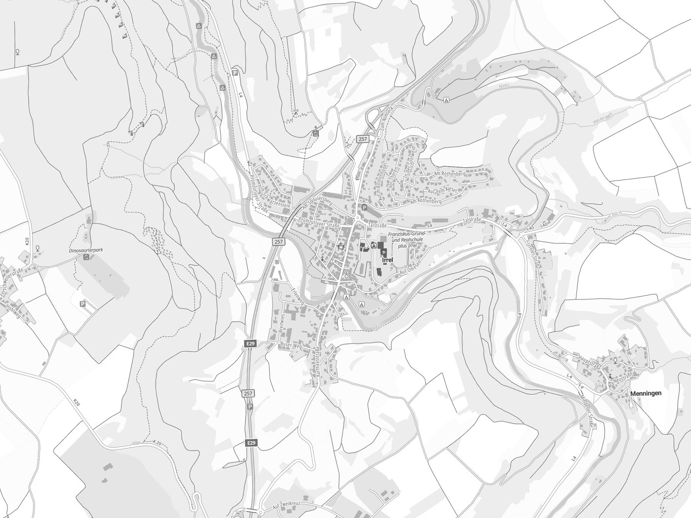 Kartenausschnitt Irrel mit Gewässern