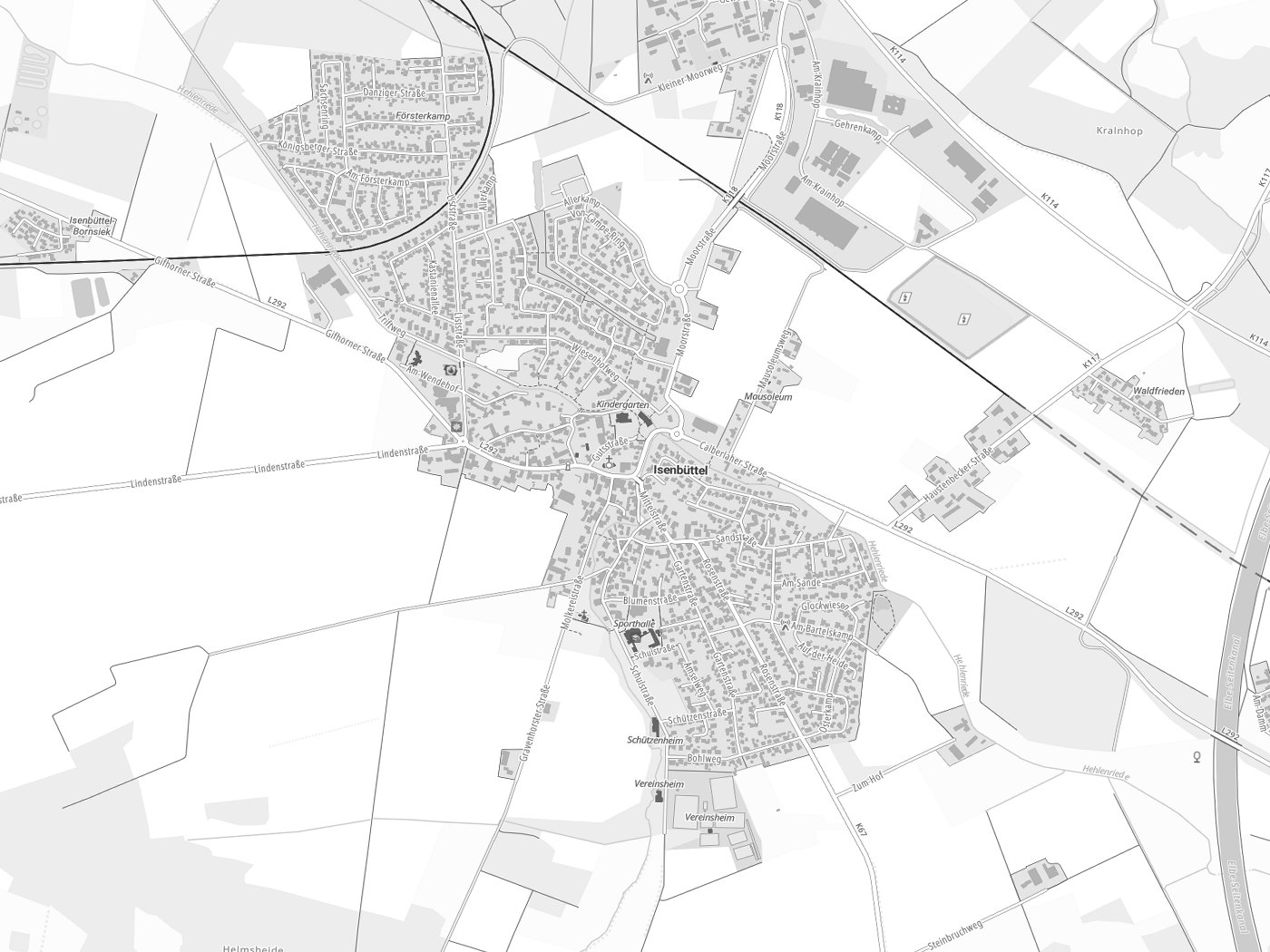 Kartenausschnitt Isenbüttel mit Gewässern