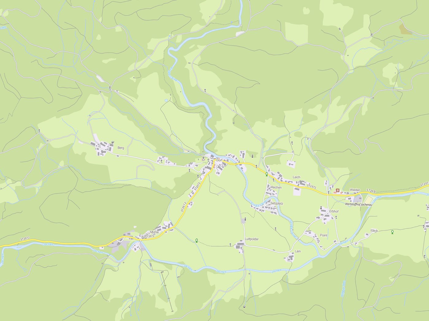 Kartenausschnitt Jachenau mit Gewässern