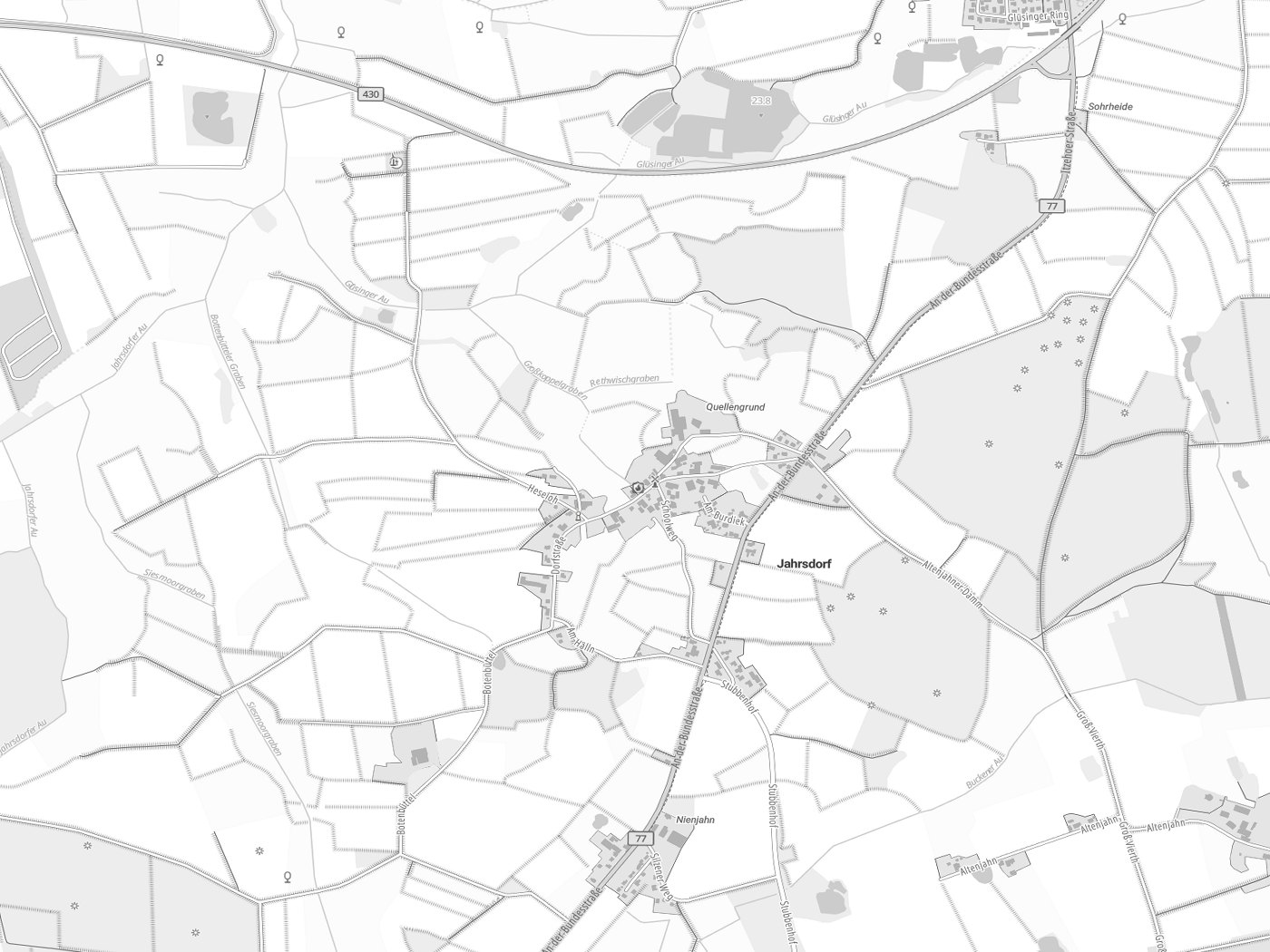 Kartenausschnitt Jahrsdorf mit Gewässern