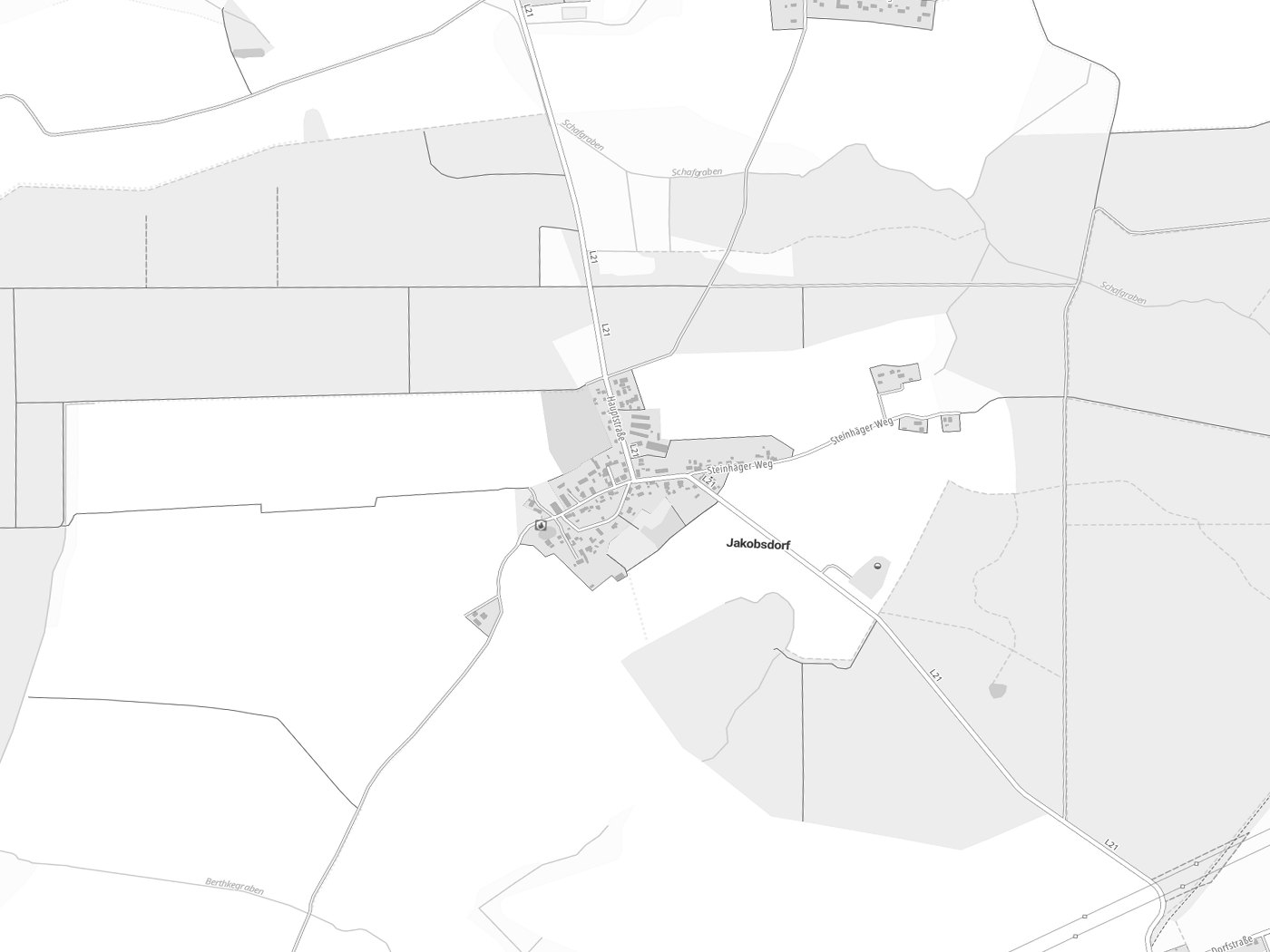 Kartenausschnitt Jakobsdorf mit Gewässern