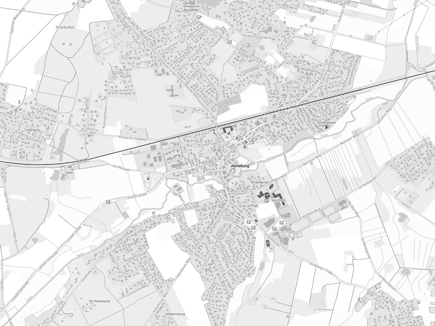 Kartenausschnitt Jesteburg mit Gewässern