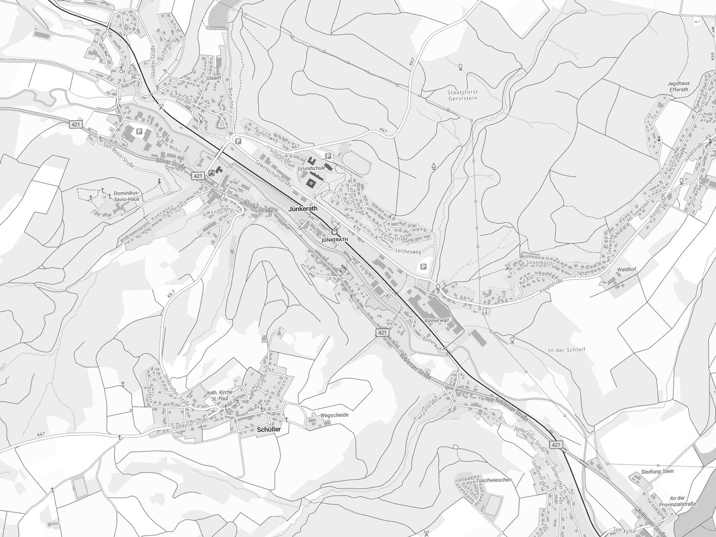 Kartenausschnitt Jünkerath mit Gewässern