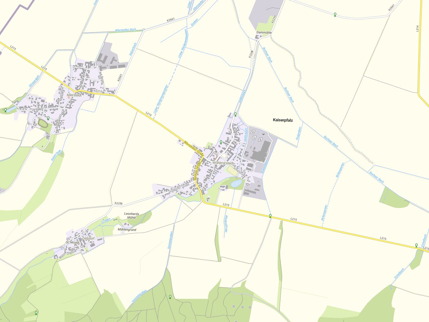 Kartenausschnitt Kaiserpfalz mit Gewässern